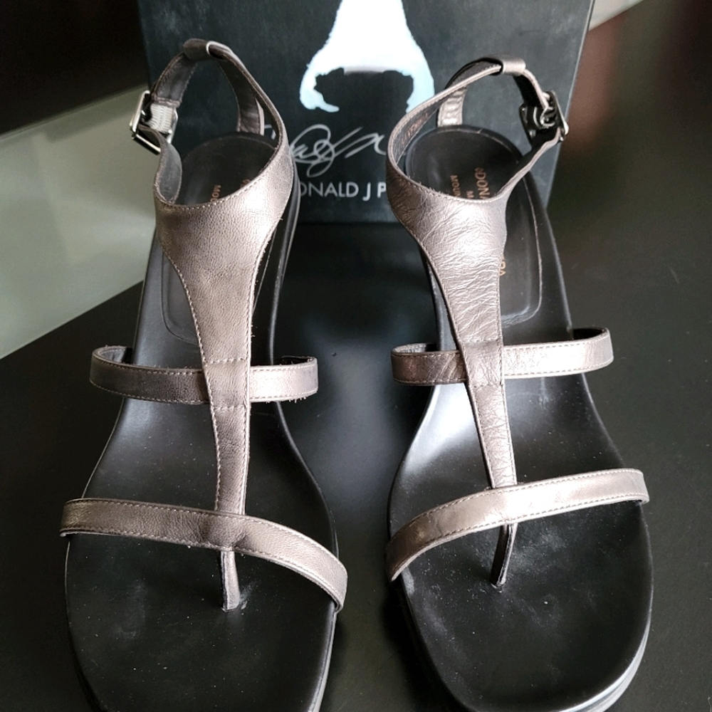 Pewter strappy sandals